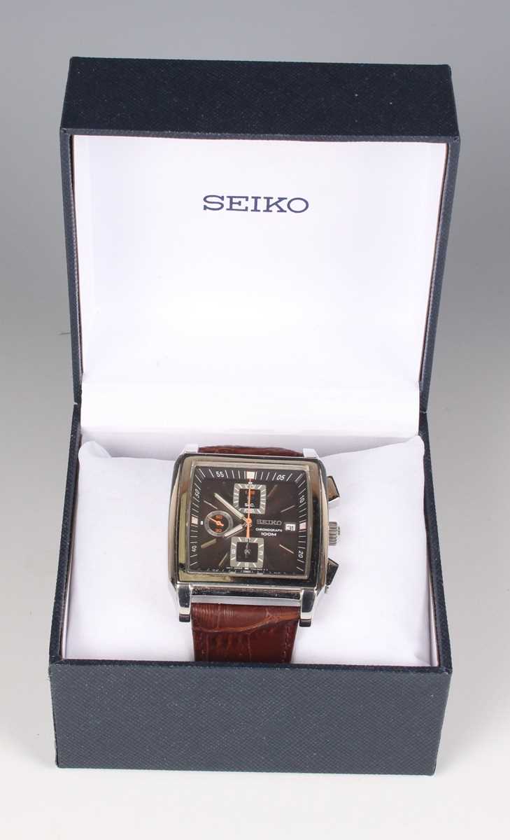 A Seiko Chronograph 100M stainless steel cased gentleman's wristwatch, Ref. 7T92-0H50, with quartz - Image 6 of 6
