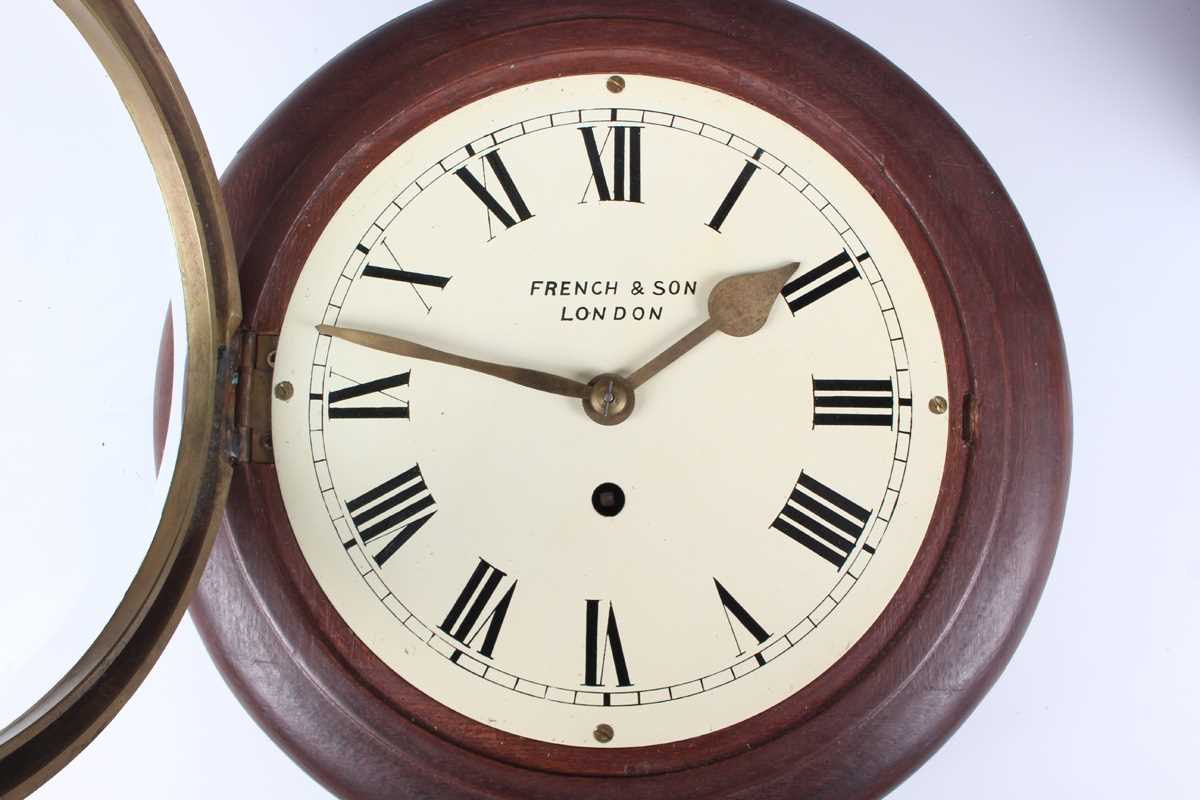 A 20th century stained beech circular wall timepiece with single fusee movement, the 8-inch - Image 2 of 23