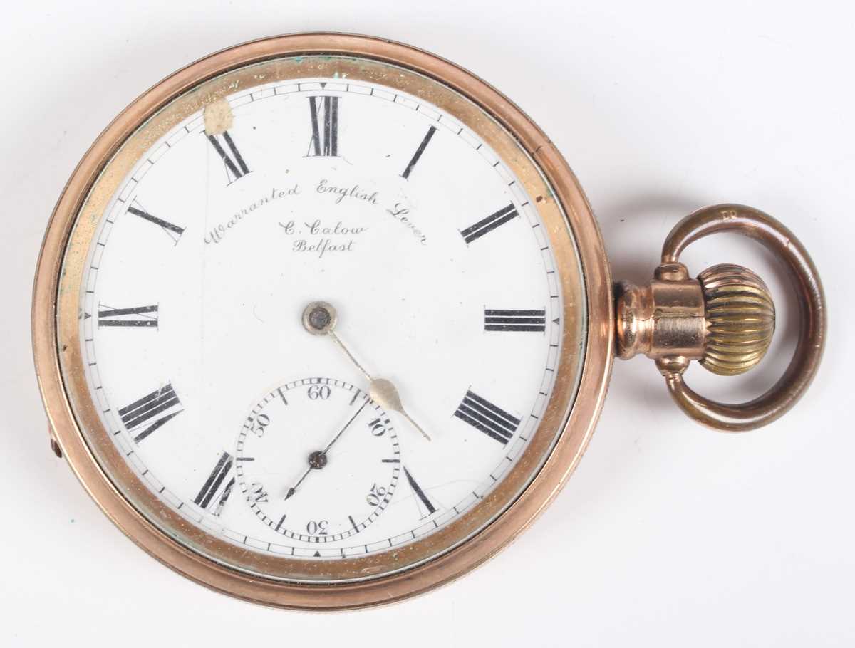 A gilt metal cased keyless wind open faced gentleman's dress pocket watch, the silvered dial with - Image 16 of 25