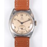 A Tudor stainless steel cushion cased gentleman's wristwatch with signed and jewelled movement,