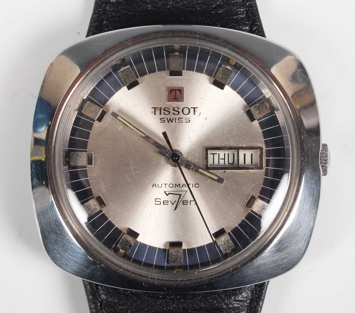 A Tissot Automatic Seven stainless steel cased gentleman's wristwatch, circa 1970s, the signed