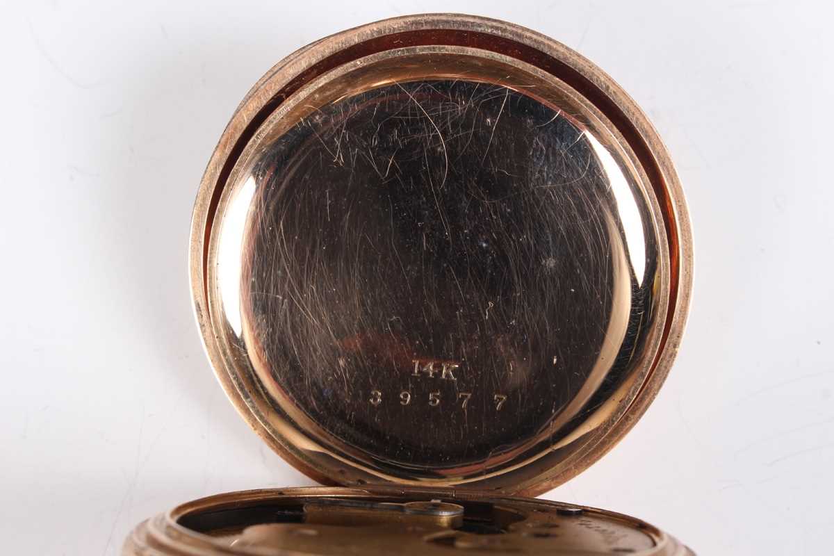 An Elgin Natl Watch Co gold hunting cased keyless wind gentleman’s pocket watch, the signed gilt - Image 4 of 10