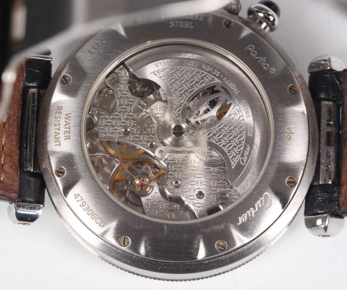 A Cartier Pasha automatic stainless steel cased gentleman's chronograph wristwatch, Ref. 2113, - Bild 3 aus 6