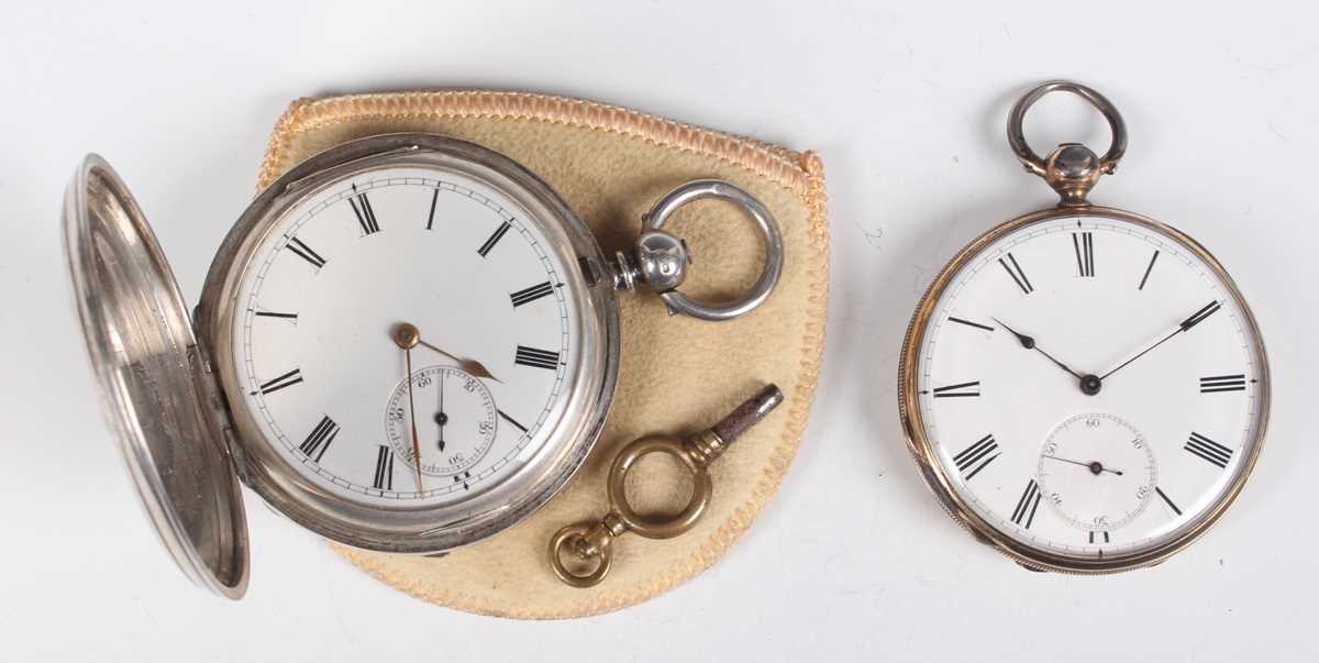 A late Victorian silver hunting cased keywind gentleman's pocket watch, the gilt three-quarter plate - Image 11 of 11