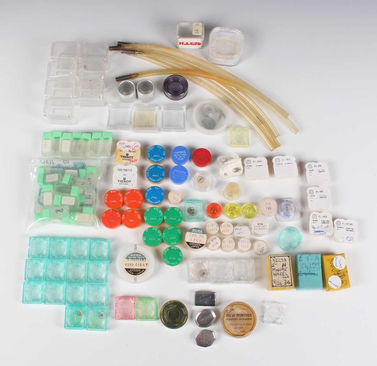 A collection of assorted wristwatch parts, including Rolex and Piaget aluminium small parts cases, a - Image 7 of 7