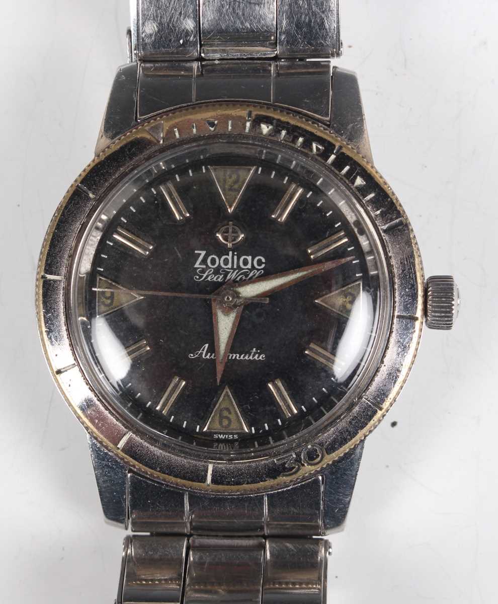 A Zodiac Sea Wolf Automatic stainless steel gentleman's bracelet wristwatch, circa 1960s, with