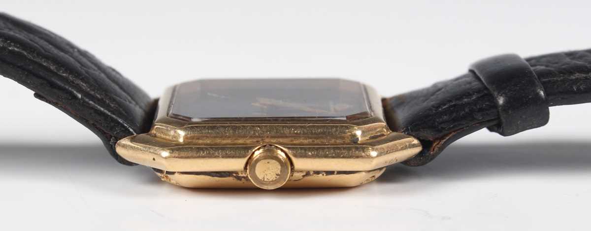 A Baume & Mercier Quartz 18ct gold cut cornered square cased lady’s wristwatch, the signed black - Image 3 of 4