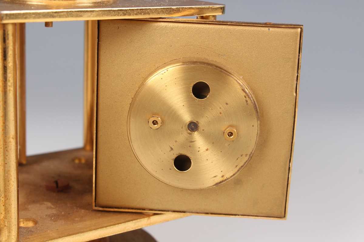 A mid-20th century Imhof gilt brass desk timepiece and weather compendium, the revolving cube shaped - Image 10 of 15
