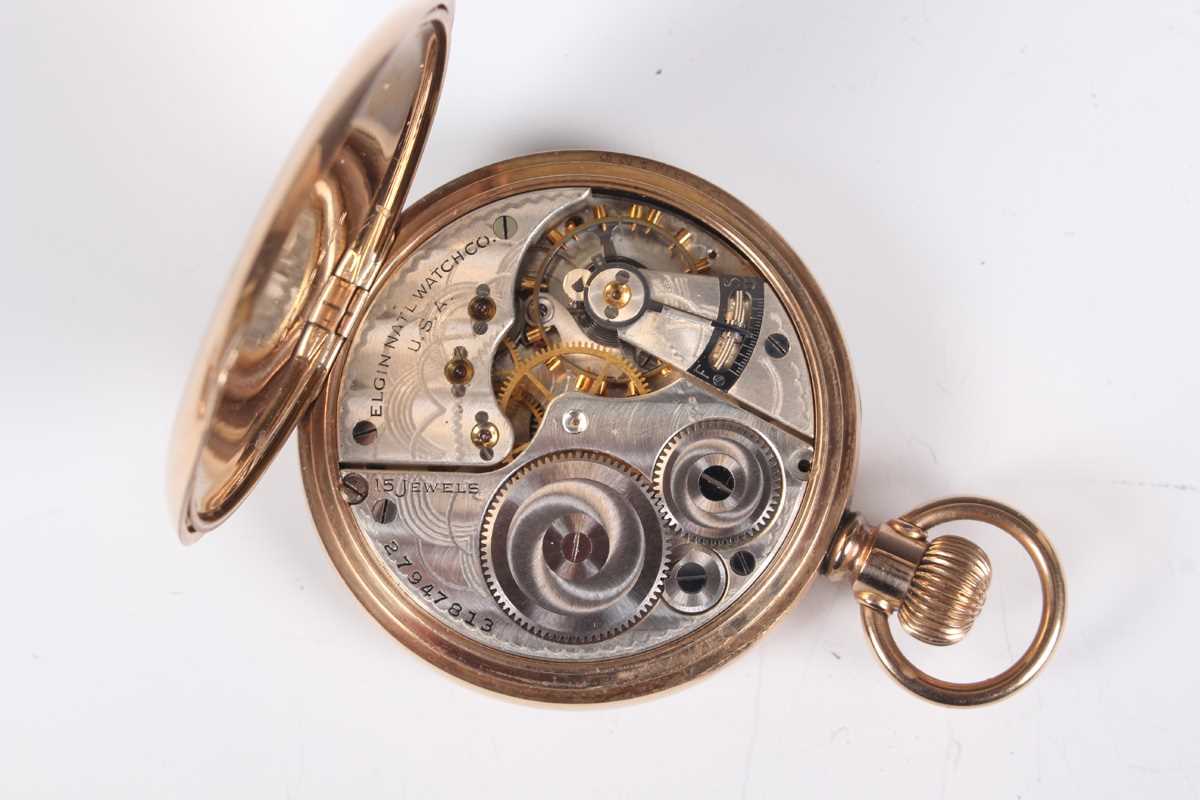 A Waltham gilt metal hunting cased keyless wind gentleman's pocket watch, the signed dial with - Image 9 of 13