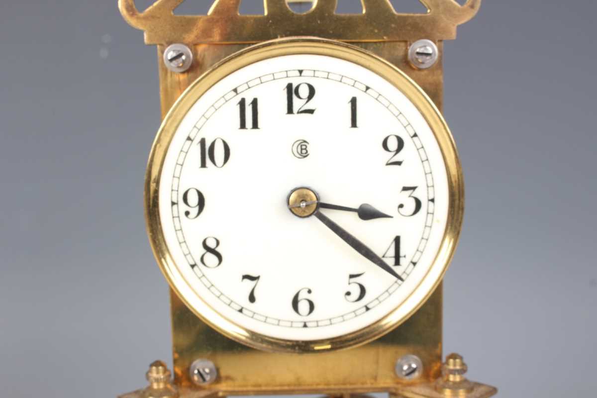 A 20th century brass lantern clock style mantel timepiece, height 24cm, together with a brass - Image 13 of 16