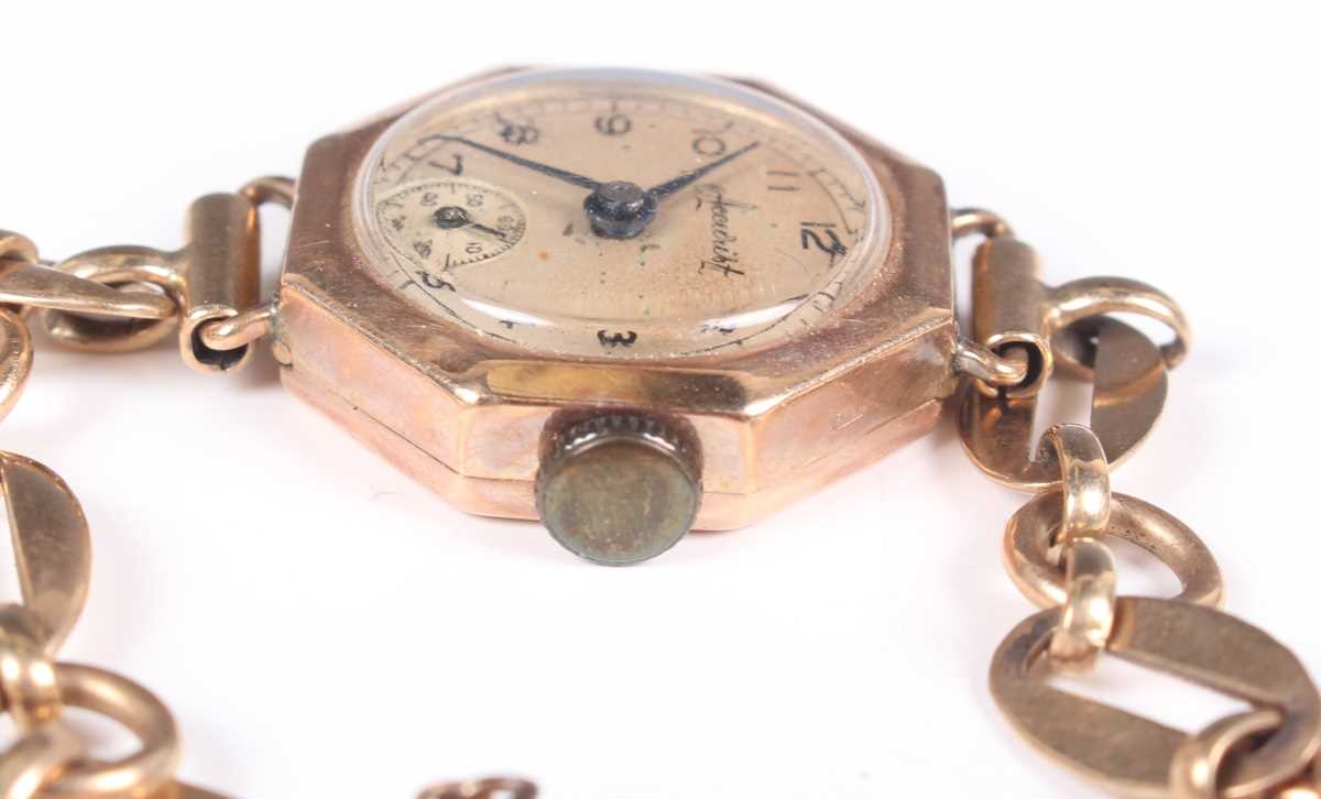 An Accurist 9ct gold octagonal cased lady's wristwatch on a 9ct gold bracelet, total weight 16.4g, - Image 6 of 14