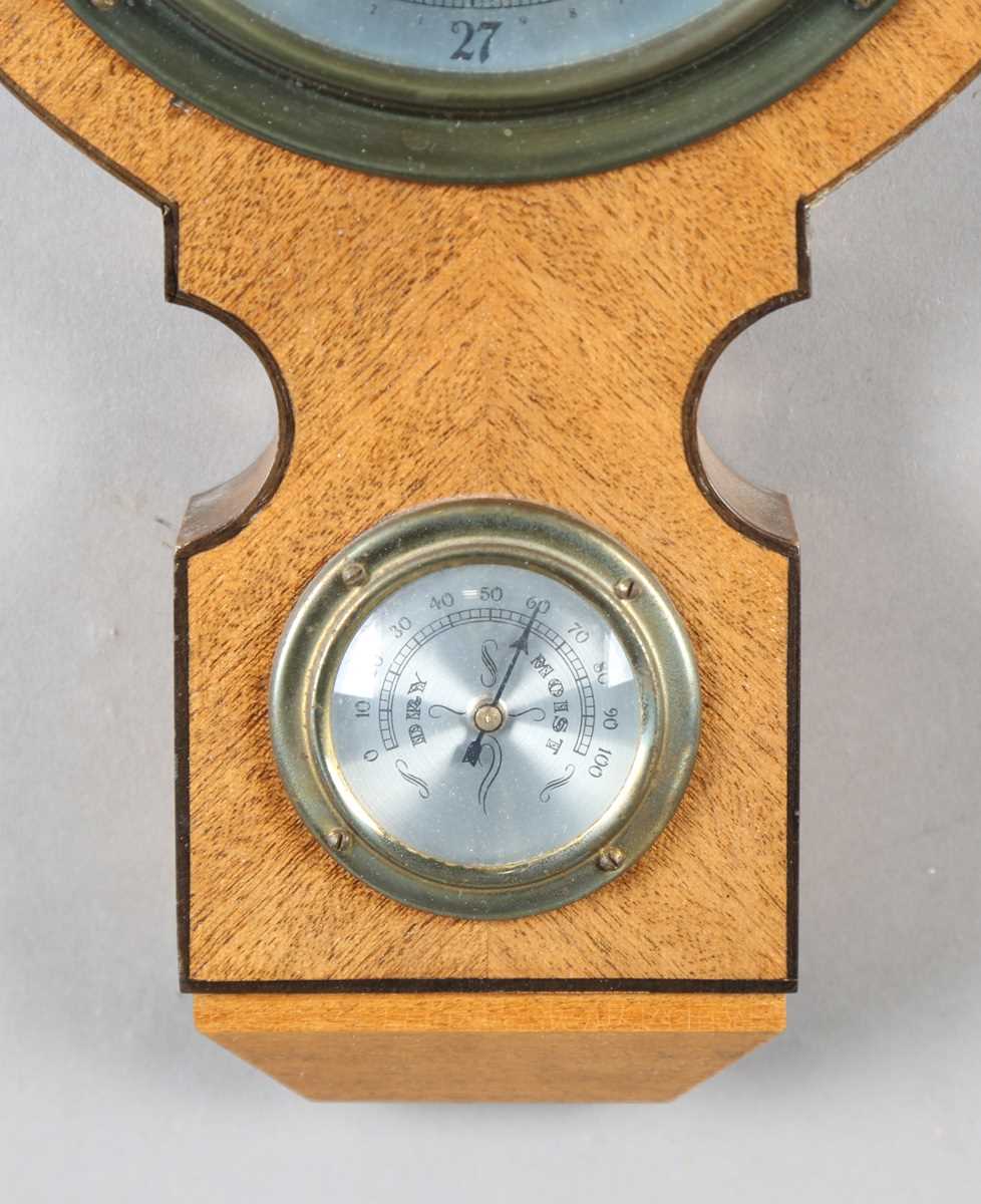 A 20th century Queen Anne style walnut stick barometer with arched surmount, ball finials, barley - Image 9 of 15