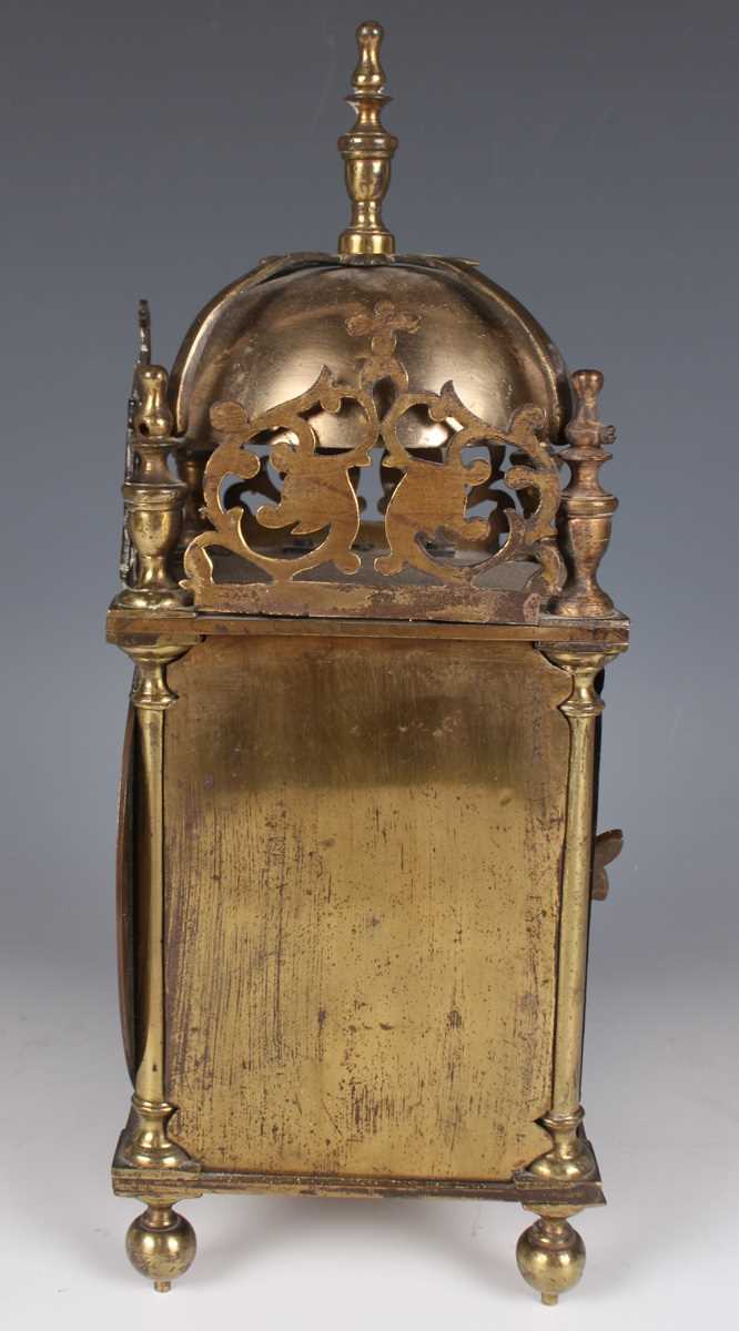 A mid-17th century style brass lantern timepiece with Coventry Astral movement, the chapter ring - Image 6 of 8