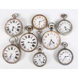 A chrome plated base metal cased keyless wind open faced gentleman's Goliath pocket watch, the white