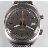 An Omega Chronostop steel cased gentleman's bracelet wristwatch, circa 1969, the signed and jewelled