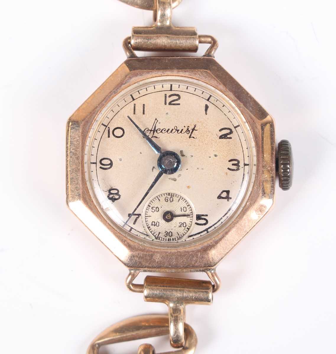 An Accurist 9ct gold octagonal cased lady's wristwatch on a 9ct gold bracelet, total weight 16.4g, - Image 2 of 14