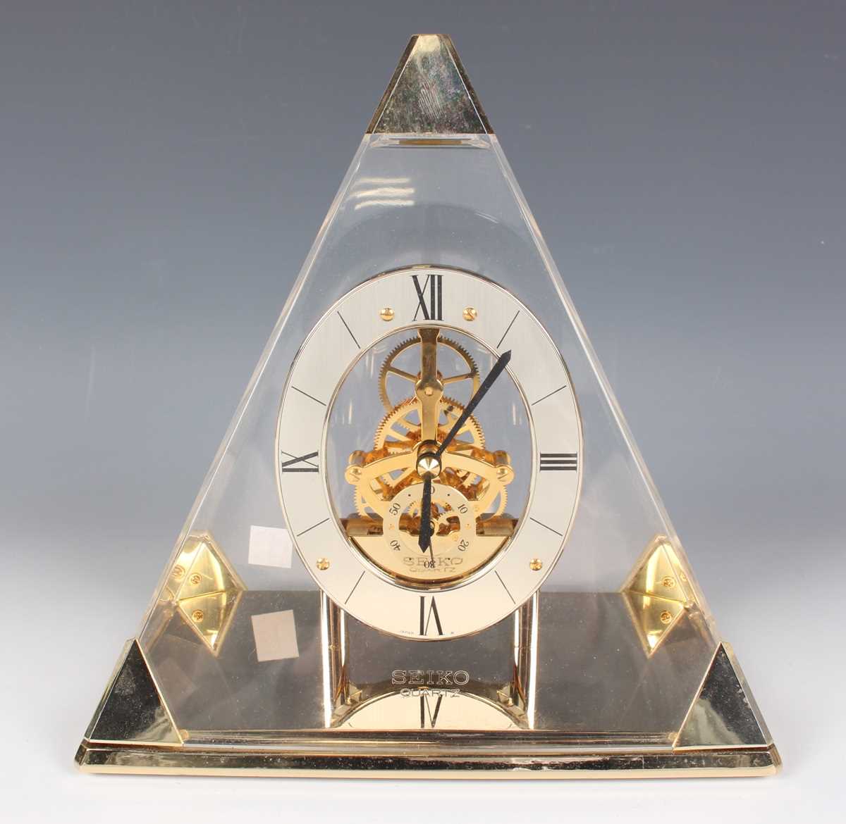 A Swiza gilt brass mantel timepiece with eight day movement, height 13cm, together with a Looping - Image 11 of 14