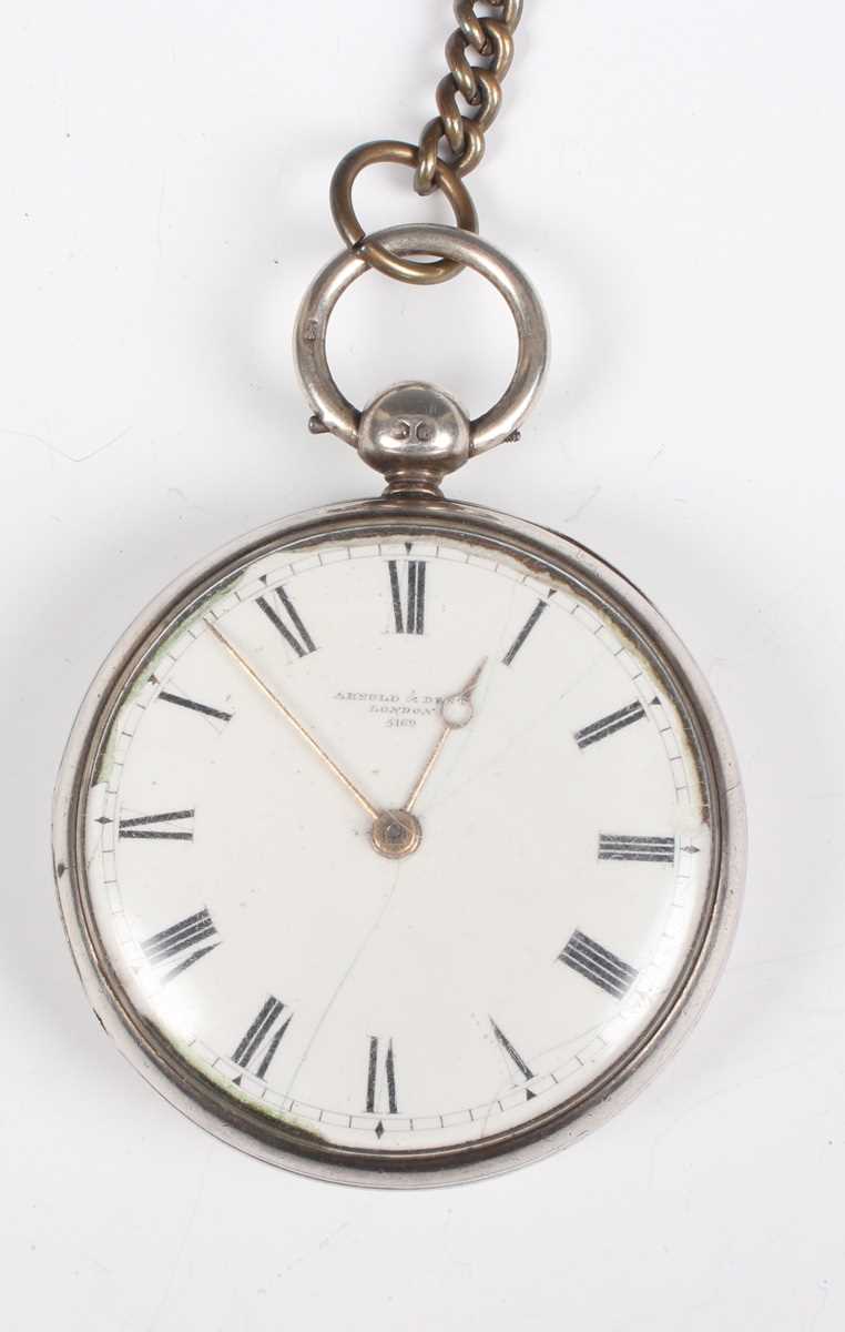 An Arnold & Dent silver cased keywind open-faced gentleman’s pocket watch, the gilt fusee movement - Bild 9 aus 24