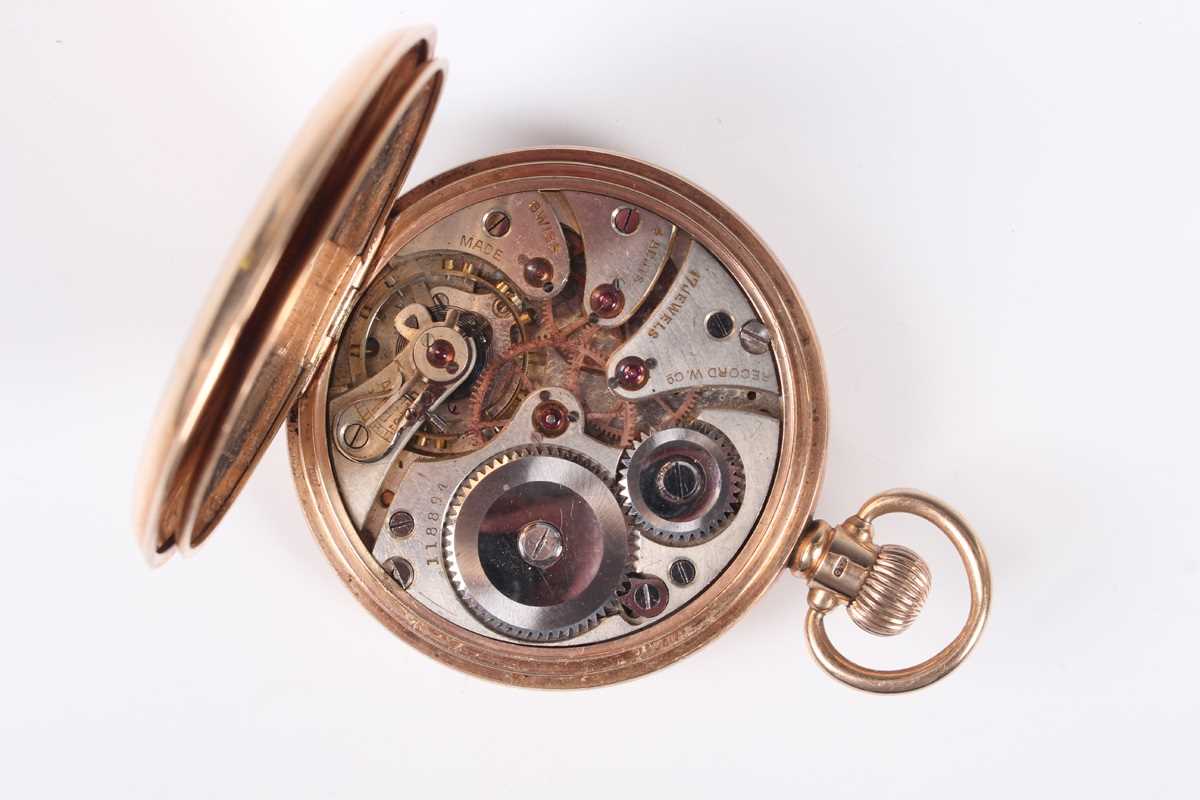 A Record Watch Co 9ct gold half-hunting cased keyless wind gentleman's pocket watch with signed - Bild 3 aus 8