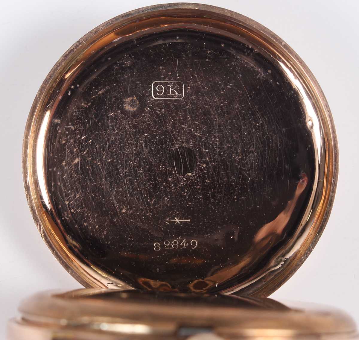 A 9ct gold cased keywind open faced lady's fob watch with unsigned gilt cylinder movement, base - Image 4 of 5