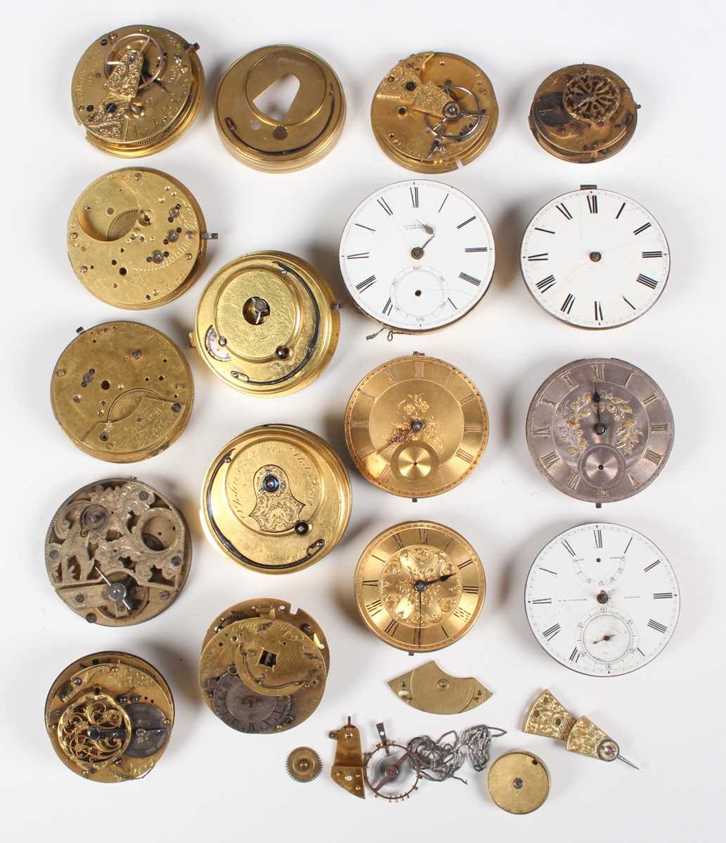 Three 18th century French gilt fusee pocket watch movements, each signed, including 'Michau a Paris'