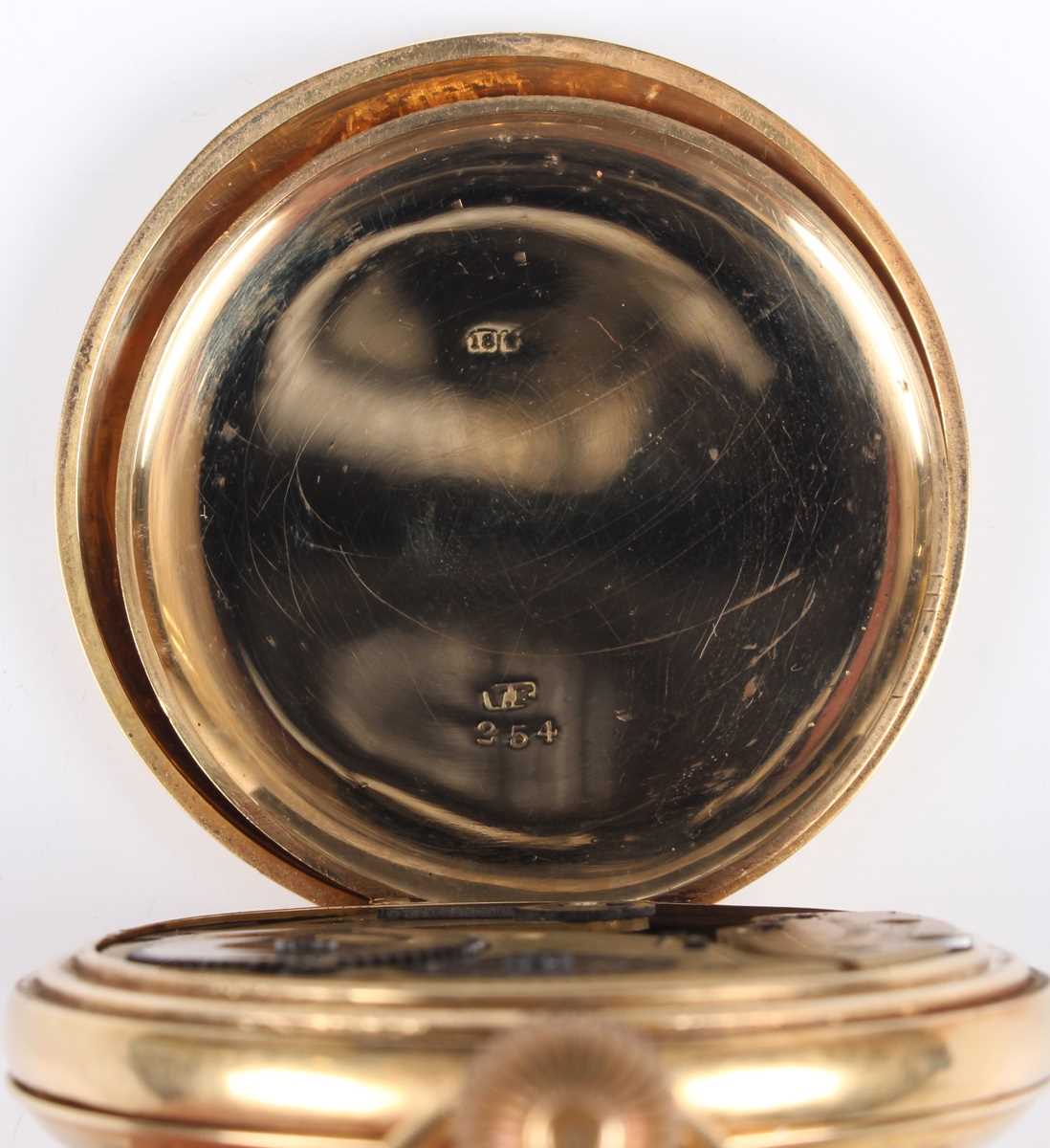 An 18ct gold half-hunting cased keyless wind gentleman’s pocket watch, the jewelled lever movement - Bild 5 aus 9