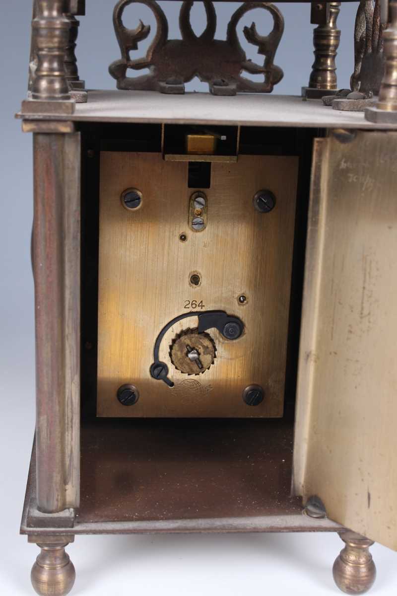 A 20th century brass lantern clock style mantel timepiece, height 24cm, together with a brass - Bild 4 aus 16
