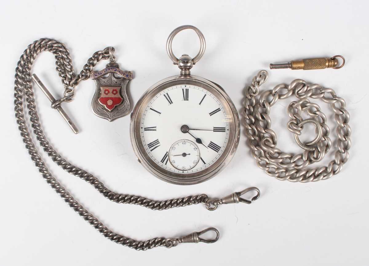 A silver cased keywind open-faced gentleman’s pocket watch, the gilt fusee lever movement