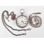 A silver cased keywind open-faced gentleman’s pocket watch, the gilt fusee lever movement