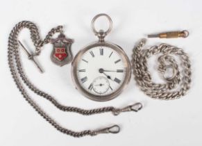 A silver cased keywind open-faced gentleman’s pocket watch, the gilt fusee lever movement