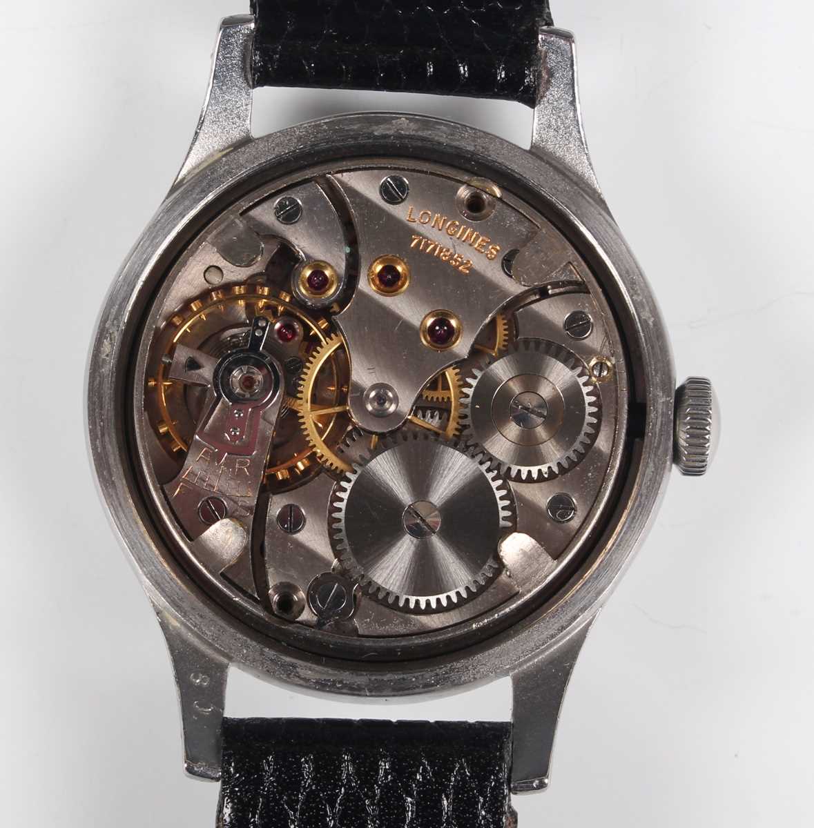 A Longines steel circular cased gentleman's wristwatch, circa 1946, the signed and jewelled movement - Bild 3 aus 13
