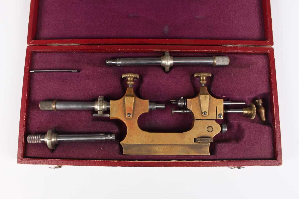 A late 19th century Swiss watchmaker's 'Tour a Pivoter' Jacot tool, stamped 'CS' and cockerel - Image 2 of 7