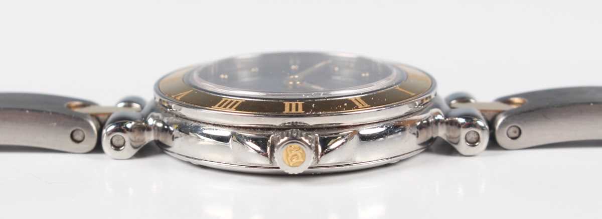 A Pequignet Quartz steel and gilt lady’s bracelet wristwatch, the gilt outer bezel with Roman - Bild 3 aus 4