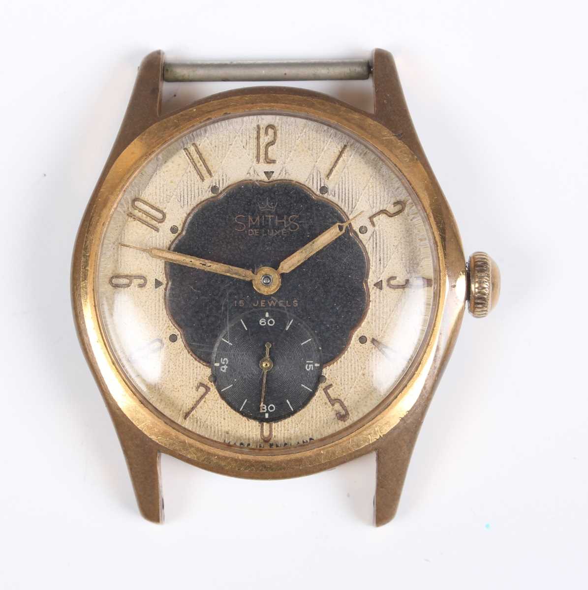 A Smiths Deluxe gilt metal fronted and steel backed gentleman’s wristwatch, the signed dial with - Image 2 of 7