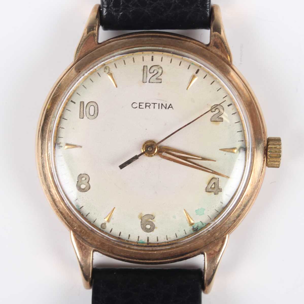 A Certina 9ct gold circular cased gentleman’s wristwatch with signed and jewelled 23-36 caliber