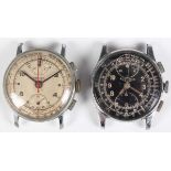 A Heuer chrome plated and steel backed gentleman's pilot style 'up and down' chronograph wristwatch,