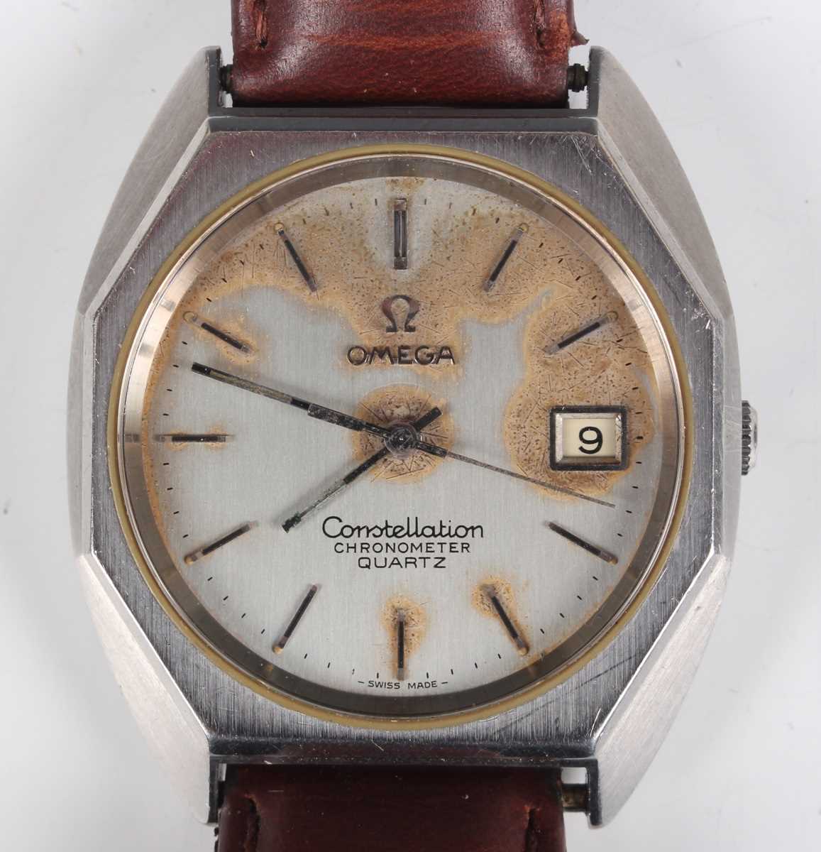 An Omega Constellation Chronometer Quartz steel cased gentleman's wristwatch, the signed silvered - Image 2 of 11