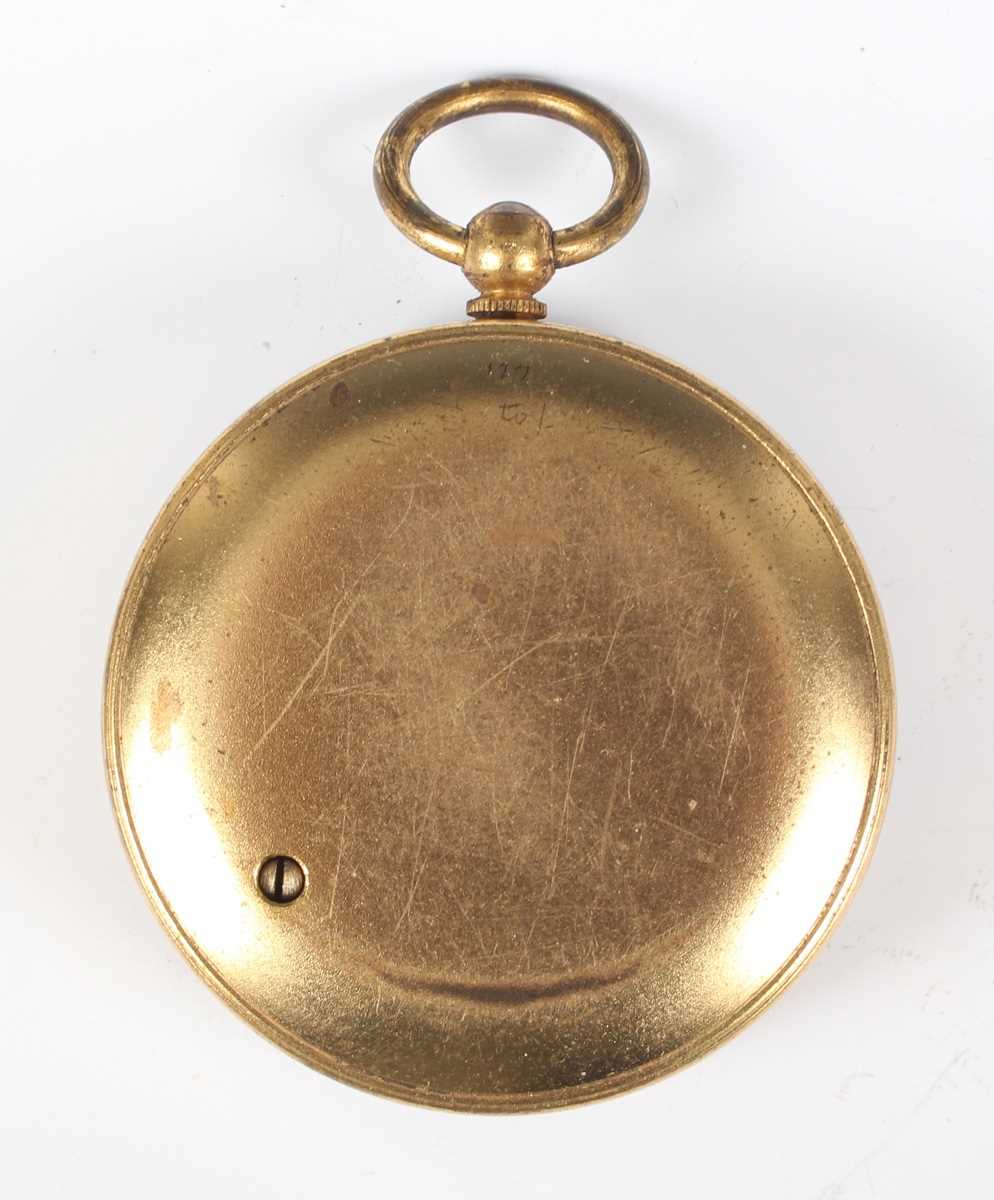 A late 19th century Negretti & Zambra gilt lacquered brass cased pocket barometer altimeter, compass - Image 11 of 14