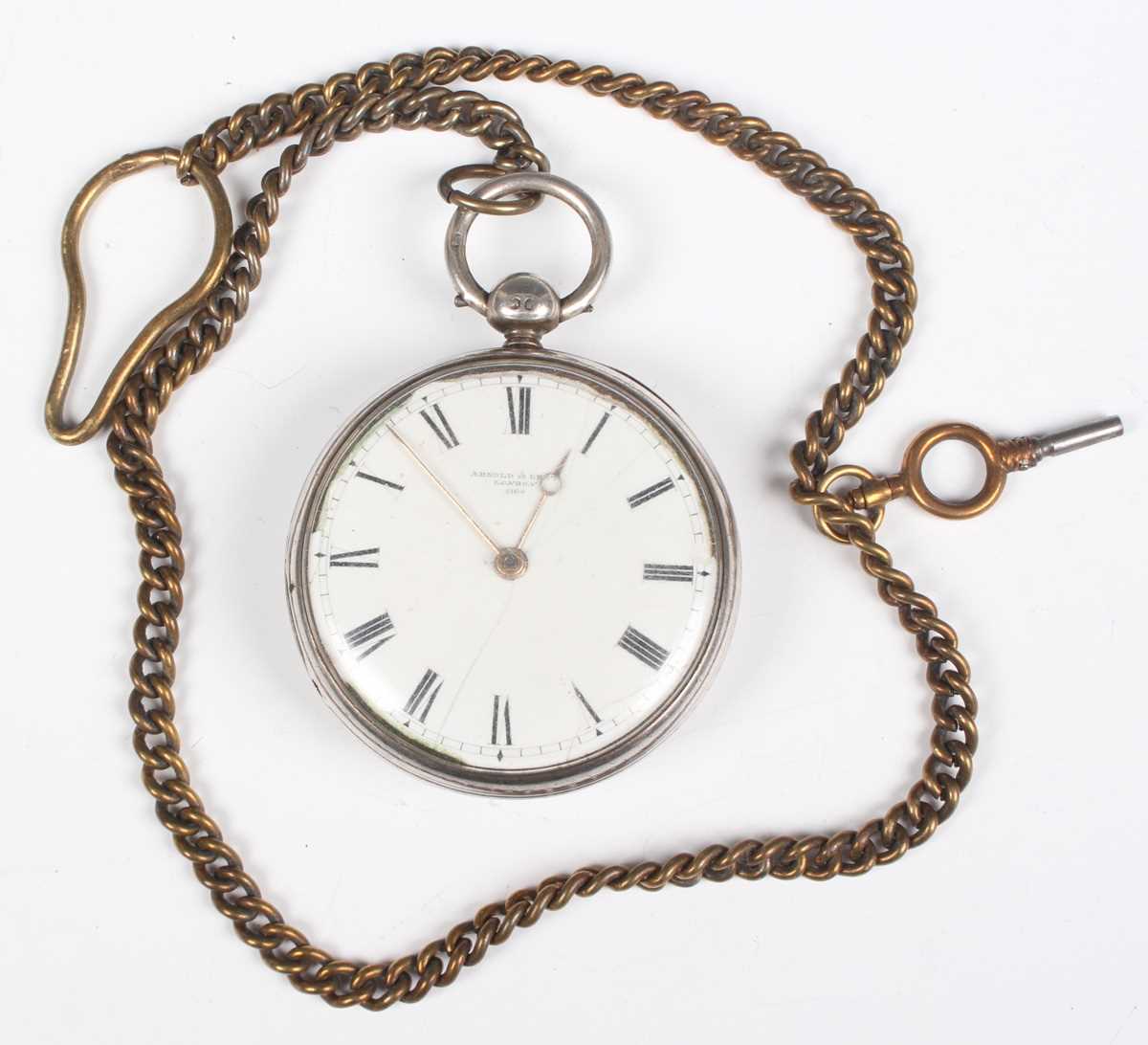 An Arnold & Dent silver cased keywind open-faced gentleman’s pocket watch, the gilt fusee movement - Bild 8 aus 24