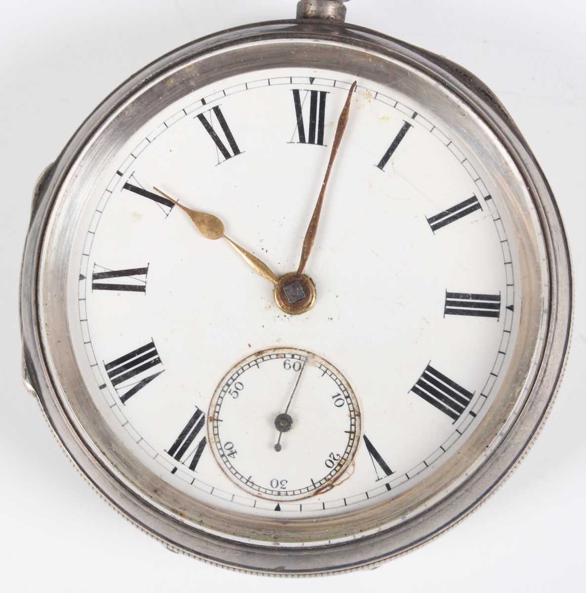 A Victorian silver cased keywind open faced gentleman's pocket watch with gilt fusee movement, the - Bild 5 aus 19