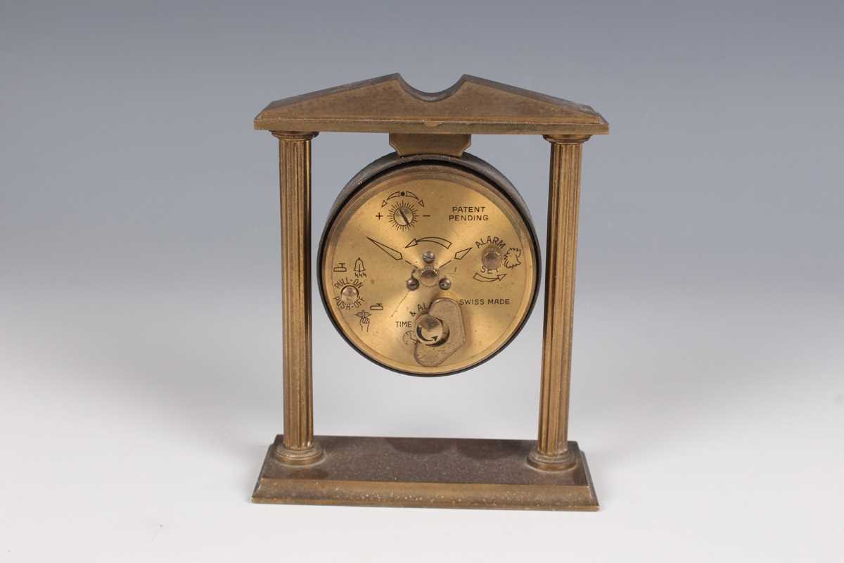 A Swiza gilt brass and red leather cased mantel alarm clock with eight day movement, the case with - Image 17 of 19