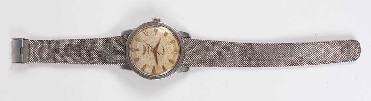 A Longines Automatic Conquest stainless steel circular cased gentleman's wristwatch, circa 1957, the - Bild 7 aus 7