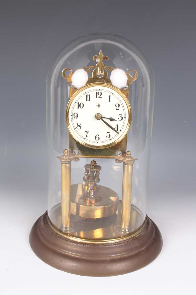 A 20th century brass lantern clock style mantel timepiece, height 24cm, together with a brass - Image 12 of 16