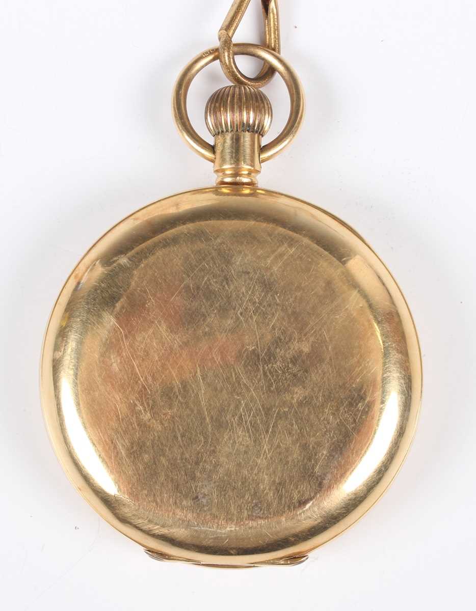 An 18ct gold half-hunting cased keyless wind gentleman’s pocket watch, the jewelled lever movement - Bild 8 aus 9