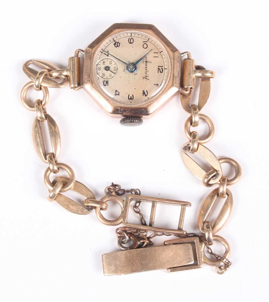 An Accurist 9ct gold octagonal cased lady's wristwatch on a 9ct gold bracelet, total weight 16.4g, - Image 7 of 14