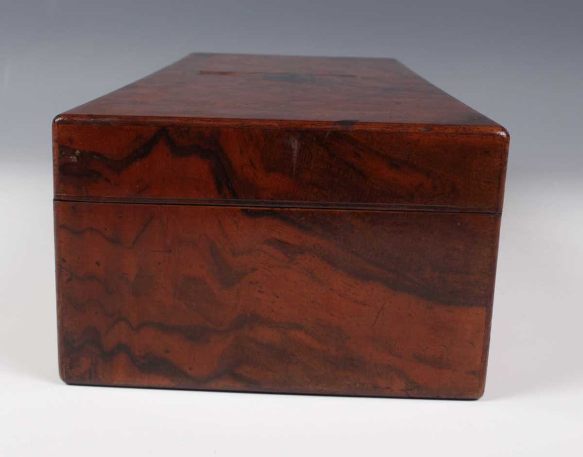 A late Victorian burr walnut drawing instrument box, fitted with two detachable trays containing - Image 7 of 7