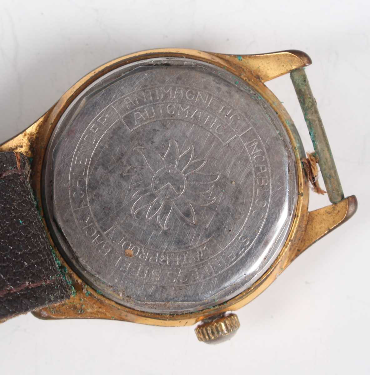 A Bassin Super-Automatic gilt metal fronted and steel backed gentleman's wristwatch, the signed - Bild 5 aus 10