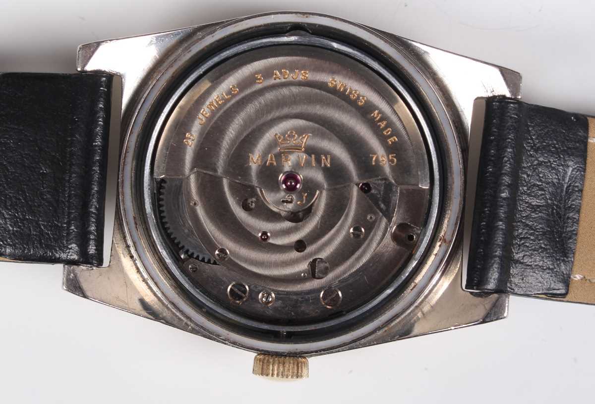 A Marvin Flying Dutchman Autodate gilt metal fronted and steel backed gentleman's wristwatch with - Image 3 of 11