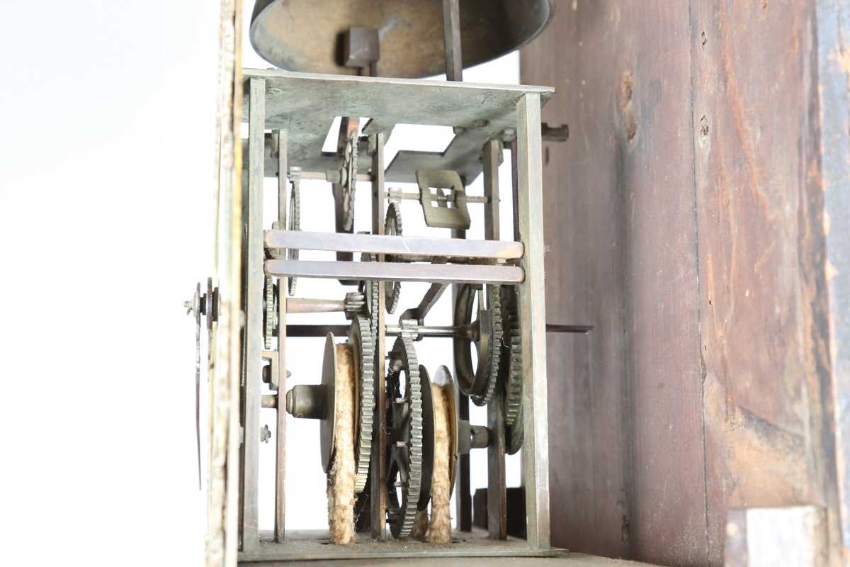 A mid-18th century oak longcase clock, the thirty hour movement striking on a bell via an outside - Image 5 of 10