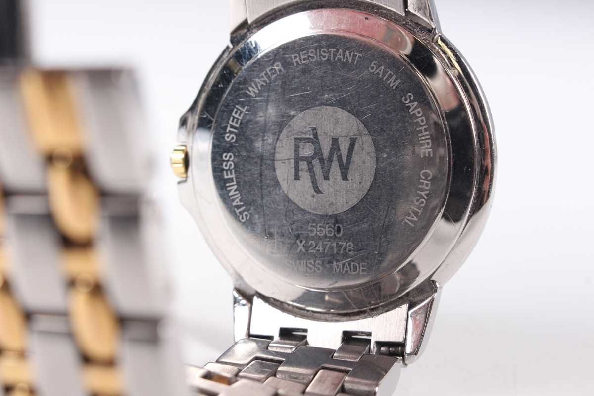A Raymond Weil Tango steel and gilt gentleman's bracelet wristwatch with quartz movement, the signed - Bild 7 aus 13